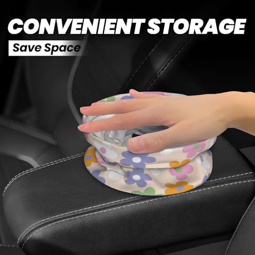Image of Cute Flowers Floral Car Trash Can Collapsible Garbage Can,Hanging Trash Bag Water Proof with Suitable for Storage for Car Interiors,Home