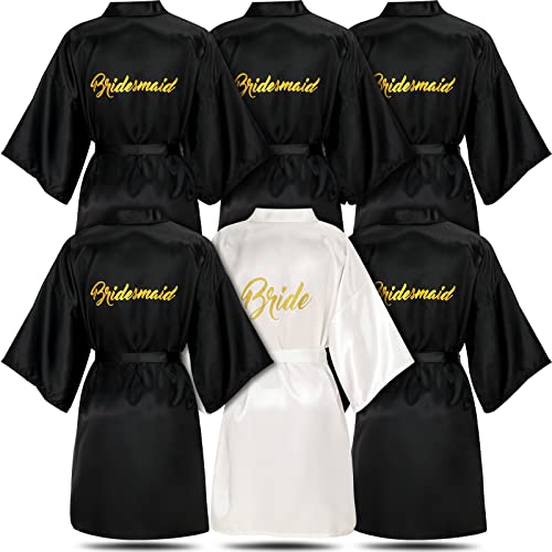 Janmercy 6 Pieces Bridesmaids Robes for Wedding Bridal Robes Matron Maid of Honor Wedding for Bridal Party Gifts