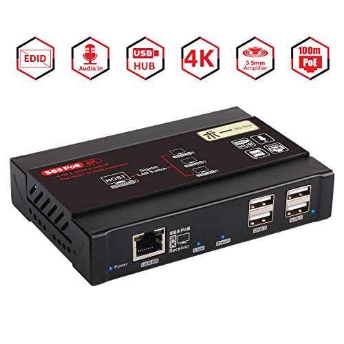 HDMI KVM Extender 4K@30Hz, KVM Over TCP IP Support Gigabit PoE Network Switch