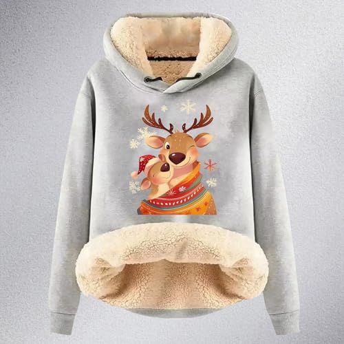 Sweat à capuche en polaire de Noël ample et chaud à manches longues - 3