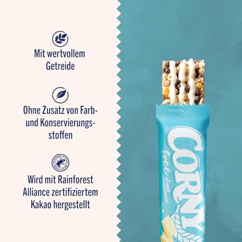 Müsliriegel Corny free Weiße Schoko, ohne Zuckerzusatz, 65 kcal pro Riegel, 60x20g