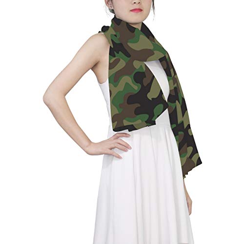 AUUXVA Forests Camo Military Army Camouflage Pattern Women Silk Scarf Lightweight Long Soft Chiffon Shawl Wrap Neck Scarves Muffler for Ladies Girls Men3