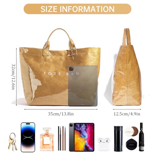 Bolsa Tote de PVC para mujer color marrón miniatura 4