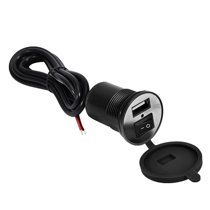 Image of USB Mobile Charger for Bikes and Cars. (Fast Charging Output : 5V-1.5A) (Waterproof Silicon Cover with ON /Off Switch) - Black