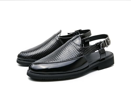 Men's Splice Leather Closed Toe Sandals with Adjust Buckle Strap Anti-Slip Breathable Sandals for Business3