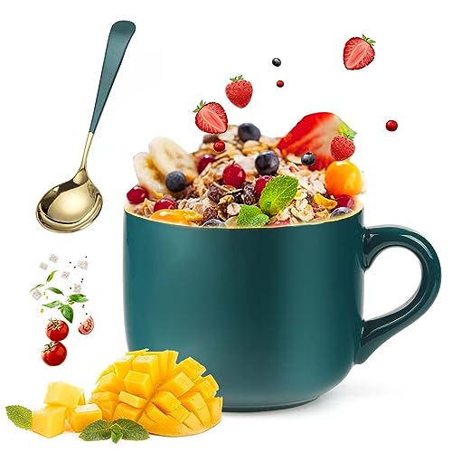 Tasse à Café XXL 650 ML - Mug en Céramique avec Cuillère, Bol Céréales avec Anse - Grande Tasse pour Cappuccino et Petit Déjeuner