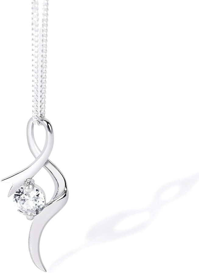 March by FableStreet 925 Sterling Silver Studded Curl Necklace | Pendant Necklace To Gift For Women & Girls | With Certificate Of Authenticity And 925 Stamp