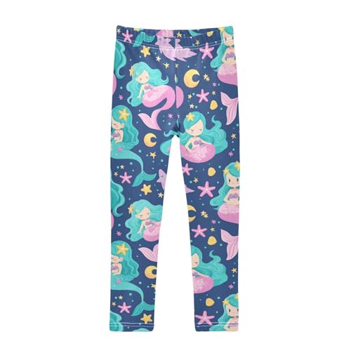 Cute Mermaid Girls' Leggings Toddler Doodles Stars Kids Yoga Pants Dance Active Tights 4T