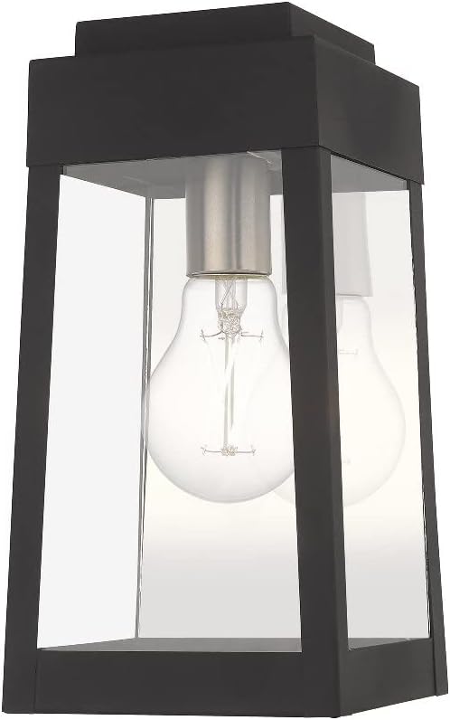 Livex Lighting 1 Light Brushed Nickel Outdoor Wall Lantern, Silver