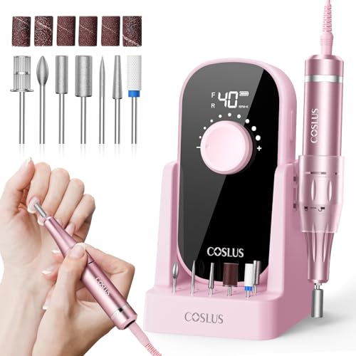COSLUS Ponceuse Pour Ongles Professionnelle: 40000 RPM Ensemble de Lime a Ongle Electrique 6 en 1 Pour Ongles en Gel et Ongles en Acrylique, Idéal Pour le Salon et La Maison Portable et Silencieux
