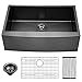 Lordear Black 33 Inch Kitchen Sink Farmhouse Apron Black Stainless Steel Farmers Farmhouse Apron Single Bowl Kitchen Sink