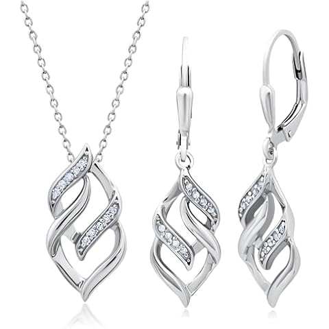 MAX + STONE Diamond Eternity Pendant Necklace and Earrings Set Cover