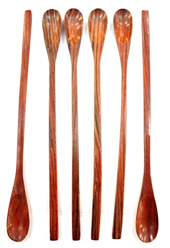 Rose Wood 8.5" Long Handle Coffee Tea Drink Bar Cocktail Stirrer Mixing Wooden