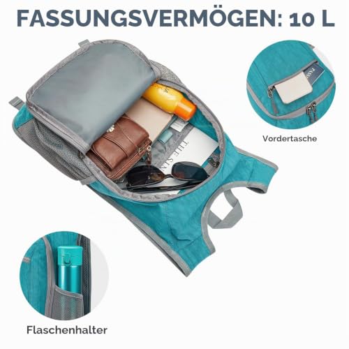 G4Free 10/15/20L Faltbarer Rucksack Klein, Wanderrucksack Leicht – Ansicht 4