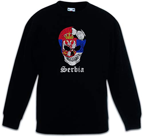 Sweat noir enfant motif skull football serbie à manches longues