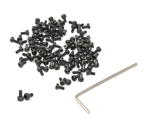 Image of iexcell 100 Pcs M2 x 4mm Thread Pitch 0.4 mm Alloy Steel 12.9 Grade Hex Socket Head Cap Screws Bolts Kit, Black Oxide Finish