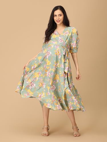 Image of The Mom Store Maternity and Nursing Wrap Dress for New Mom | Pre and Post Pregnancy Wear for Womens | Trendy Stylish Printed Friendly Dresses for Women | Comfortable