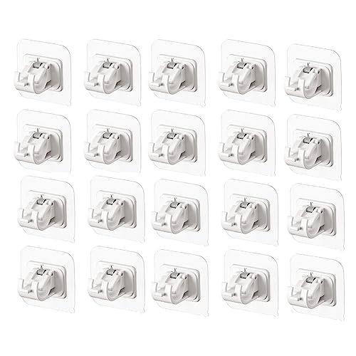 PRIZOM 20Pcs Self Adhesive Curtain Bracket Holder Rod Hooks Adjustable Storage Hooks Clamp Wall Curtain Hanging Fixed Clip -B