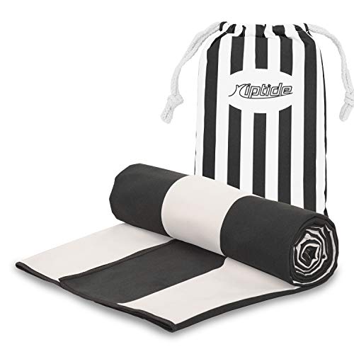 Strandhandtuch XXL - Mikrofaser Badetücher Set, anthrazit-weiß gestreift