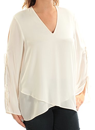 Karen Kane Women's Double Tie Wrap Top, Cream, S #TOP6
