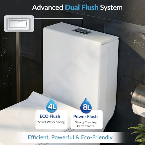 Image of Plantex Platinum Ceramic Commode Toilet /S Trap One Piece Western Toilet /Rim Washdown Flush Commode with Soft Close Toilet Seat Cover (White)