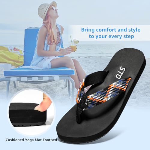 Image of STQ Women Quick Dry Flip Flops with Yoga Mat Sole Arch Support Thong Sandal | Instant Comfort Flip Flops With Padded Straps, Yoga Mat Cushioning, Non Slip Tpr Sole, Durable Design For Everyday Wear