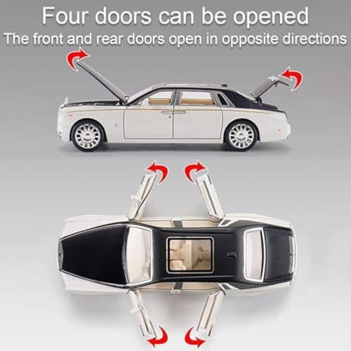 Image of Rolls Royce Phantom Model Car 1:32 Scale Exclusive Alloy Metal Pull Back Die-cast Car Toy with Openable Doors & Light Music Boys Toys for Kids (Phantom 1:32) (White)