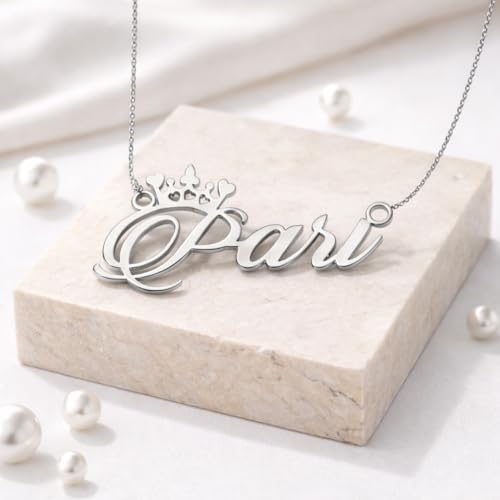 Image of Pari Cursive Gold & Silver Name Pendant Necklace, Best Jewelry Gift for Girls.