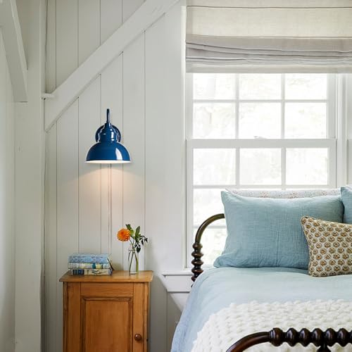 Image of Mini Gooseneck Wall Sconce, 2-Way Mount with Switch, Blue | Flexible Gooseneck, Plug-in & Hardwired Dual Installation, On /Off Switch Included, Fits Bedroom, Porch, Patio, Hallway