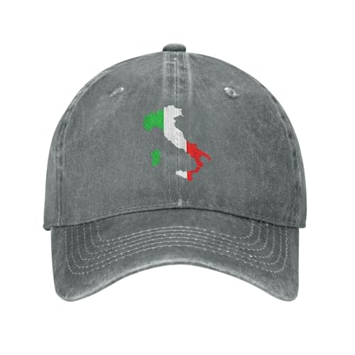 Casquette de Baseball Carte De L'Italie, Unisexe Vintage Jeans Chapeau Drapeau Patriotique, Casquette Réglable Hip-hop, Snapback Sport Cap Trucker Cap