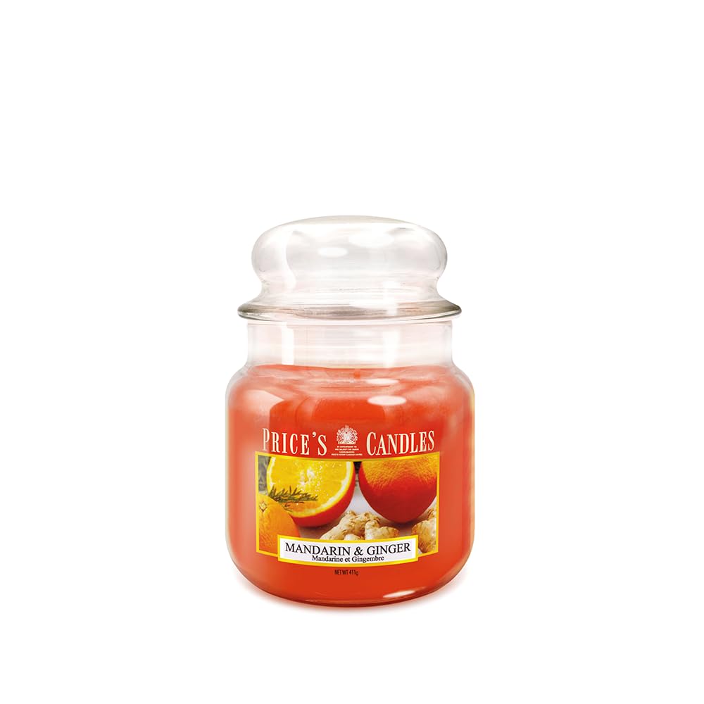 Mandarin & Ginger Scented Jar Candle - Medium, Up To 90 Hour Burn Time