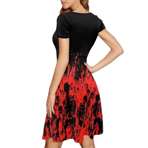 Image of AFPANQZ Womens Casual Summer Lightweight Vintage Dress Short Sleeve Midi Dress Knee-Long Luxury Formal Dress