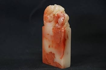 Amazon | 寿山石 雙色芙蓉石 印材 璃龍鈕 綺麗 サイズ3.3x1.2x6