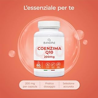 Bandini® Coenzima Q10 200mg, 60 Capsule Vegane (Per 2 mesi) 1 Capsula al Giorno, Ubiquinone Puro 100% Coq10 200mg Fermentato Naturalmente, Alto Dosaggio, Co Q 10 ad Alta Biodisponibilità senza OGM