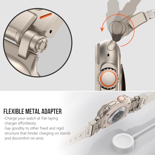 Fullife 49mm 46mm 45mm 44mm 42mm(Series 3 2 1) Compatible with Apple Watch Silicone Straps,Sport Strap Replacement Band for iWatch Ultra 3 2 1,Series 11/10/9/8/7/6/5/4/3/2/1/SE,Starlight/Titanium - Image 4