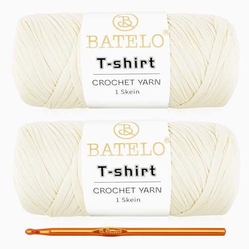 Image of 2 Pack T-Shirt Yarn for Bags /Basket /Coaster, Thick Yarn 400g /144yds High Elastic Polyester Fabric (Milk Yellow)