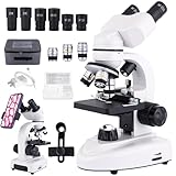 Goldstyle Binocular Microscope 40X-2500X WF10x and WF25x Eyepieces, Dual LED Illumination, Microscope for Adults for Schools Home Labs Education