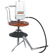 Lincoln 989 Pneumatic Double Acting Grease Pump, for 25 to 50lb, 501 Ratio, 7 High Pressure Hose, Control Valve, Universal Swivel and Coupler, Standard Follower, Steel Drum Cover, Carrying Handle