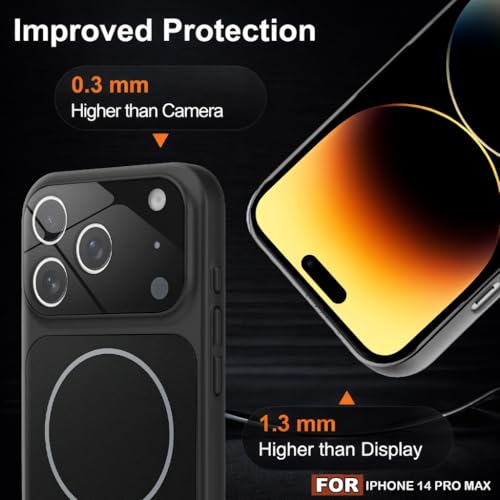 Image of SHINESTAR Premium Luxury Case Compatible with iPhone 14 Pro Max | Protective Back Cover with Camera Lens Safety | Wireless Charging Support | Slim Fit Durable Design | Enhanced Grip Protection Black