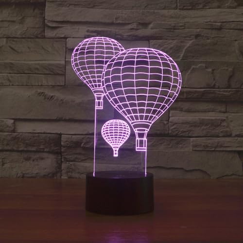 Lámpara de mesa ilusión 3D globo aerostático LED remoto miniatura 2