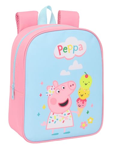 PEPPA PIG   Mochila Infantil, Mochila Niño, Mochila Escolar, Adaptable a Carro, Ideal para Guardería, Cómoda y Versátil, Calidad y Resistencia, 22x10x27 cm