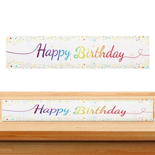 Chemin de Table Anniversaire, Centre de Table Anniversaire Décoration, Table Runner Chemin Table Joyeux Anniversaire Blanc pour Decoration Table Anniversaire...