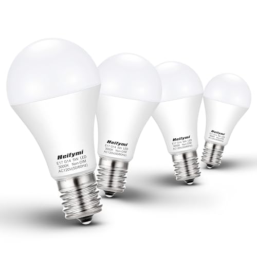 Heifymi E17 Intermediate Base LED Bulbs, 3000K Warm White, 5 Watts(40W Equivalant), 500 Lumens...