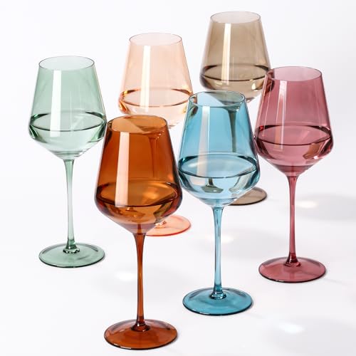 SIPBYSOP Colored Wine Glasses Set of 6, 17oz