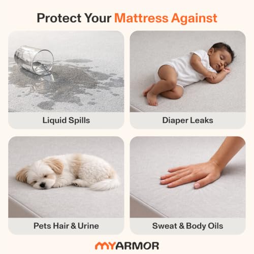 MY ARMOR Store MY ARMOR King Size Mattress Protector, 78x72, Grey - Image 6