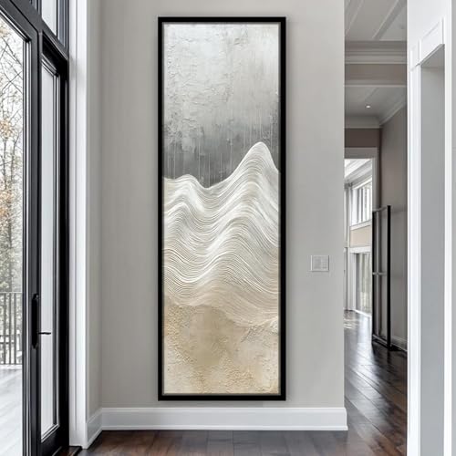 Œuvre d'art longue et étroite sur toile premium de 65 x 195 cm sans cadre