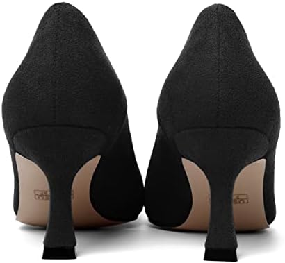 SHOWFOREST Women's Slip On Suede 2.5 Inch Wedding Pointed Toe Dress Stiletto Mid Heel Pumps Shoes Black Size 10 - Sapatos de Mujer de Tacon Bajo | Image 3