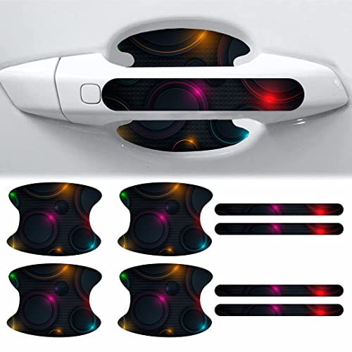 Image of CVANU Car Door Handle & Door Bowl Pack of 8 Anti-Scratch Guard Protective Cover Pink-Black Self-Adhesive Vinyl Sticker Cv6