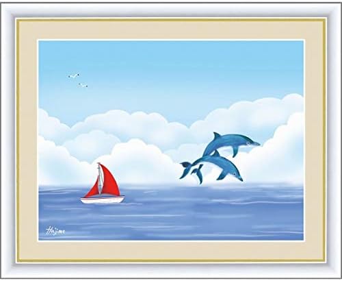 Amazon Co Jp 喜多一 イルカ 高精彩工芸画 手彩 風景画 動物画 海豚 ドルフィン 帆船 ヨット 海 大海原 入道雲 積乱雲 夏 イラスト ポップアート ファインアート モダンアート インテリア 版画 複製画 F6 R3192 F4 R3966 F4 ホーム キッチン