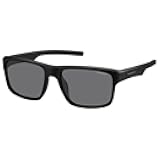 Sunglasses Men's PLD 3018/S Rectangular Sunglasses, Matte Black/Polarized Gray Blue Mirrored, 55mm, 18mm